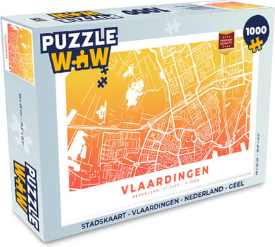 Puzzel Stadskaart - Vlaardingen - Nederland - Geel - Legpuzzel - Puzzel 1000 stukjes volwassenen - Plattegrond