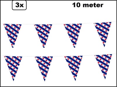 3x Vlaggenlijn Friesland 10meter - Landen Frysland festival thema feest vlaglijn verjaardag fun party
