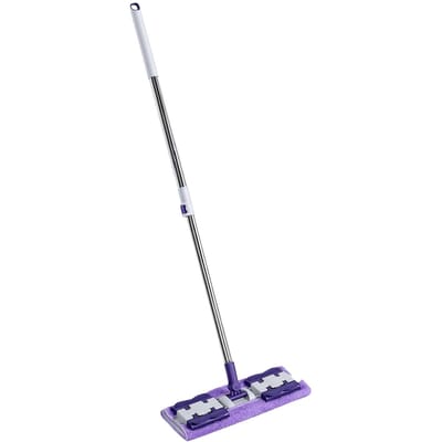 Klem Veegmop Kit 360 Graden Roterend Veilige Grip Verstelbare Klikmop Kit voor Vloertegels 2 Doeken Klem Veegmop Kit white