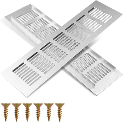 Ventilatierooster aluminium 80 x 300 mm - Set van 2 - Decoratief en duurzaam