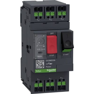 Schneider Electric GV2ME03A Motorbeveiligingsrelais 1 stuk(s) Instelbereik (stroomsterkte): 0.25 - 0.4 A Schakelspanning (max.): 690 V/AC (b x h x d)