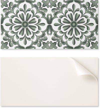 Zelfklevende decoratie met afbeelding voor kantoor of studeerkamer, 100x50 cm, plantmotief in een cirkel.