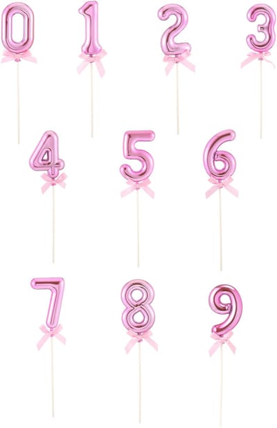ESPA - Taarttopper cijfer roze met strik 12,7 cm voor verjaardagstaart