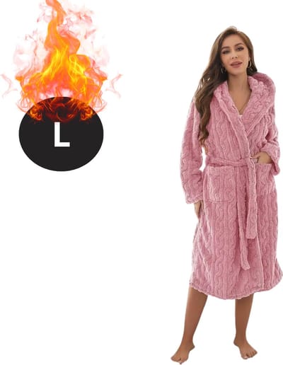 Bovista Badjas Dames - Fleece - Katoen - Badstof - Sauna - Hamam - Wafel - Bathrobe - Duster - Ochtendjas - Kimono - Spa - Roze L
