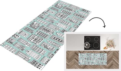 Keukenloper - Loper keuken - Patronen - Huizen - Scandinavisch - 120x50 cm - Keukenloper vinyl