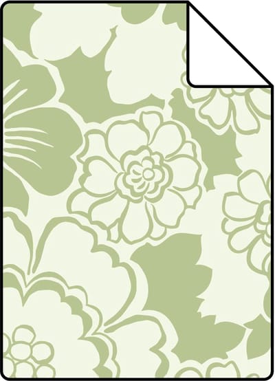 Proefstaal ESTAhome behang retro bloemen groen - 26.5 x 21 cm - 131525-S