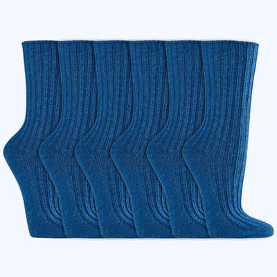 Wollen sokken | Biologisch | Voor dames & heren | Kleur: Blauw | 6 paar