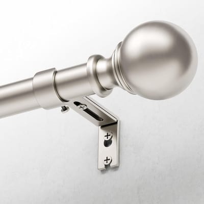 Litalife Uitschuifbare Gordijnroede 80-120 cm – Geborsteld Nikkel Variant – Inclusief Wandsteunen, Eindknoppen en Bevestigingsmateriaal – Voor Gordijnen en Vitrages