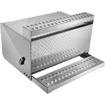 Stap gereedschapskist voor vrachtwagen, 790 x 770 x 485 mm Heavy Duty Aluminium diamantplaat gereedschapskist, Waterdichte cabine-instap opbergdoos met schokabsorberend