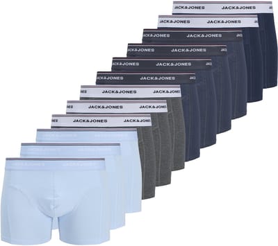 Jack & Jones heren 12P boxer trunks avery solid blauw & grijs