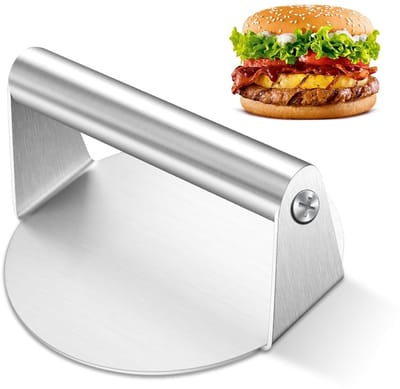 Dailygoods- Hamburgerpers 14 cm - Roestvrij Staal - Smash Burgerpers - Grillaccessoires - Voedselveilig - Duurzaam en Antiaanbak.