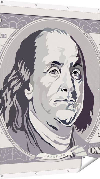 Gards Tuinposter Geld Dollar Biljet - Briefje van 100 Dollar - 120x180 cm - Tuindoek - Tuindecoratie - Wanddecoratie buiten - Tuinschilderij