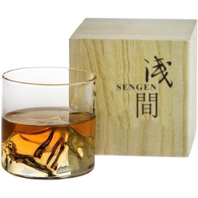 Japan 3D Berg Whiskeyglas Gletsjer Old Fashioned Whiskey Rotsglazen Whiskeyglas Houten Cadeaubox Vodka Beker Wijn Tumbler 200ml beige