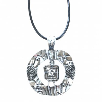 Ketting- zwart -koord - metalen hanger- 5.5 cm-Charme Bijoux
