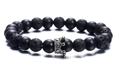 TVR-Wares® | Kralen armband Zwart kroon 8mm | zwart | maat S | 17cm