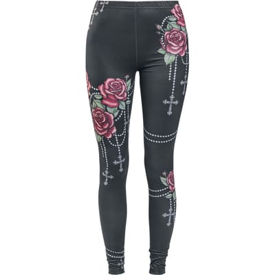 Rock Rebel by EMP - Rock Legging - Legging met rozen en kruizen - S tot 5XL - voor Vrouwen - zwart