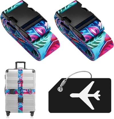 Verstelbare Kofferbanden voor Reisbagage, Duurzame Luggage Straps met Snelle Ontgrendeling, Geschikt voor Koffers en Reisaccessoires (Kleurrijke Bloemen)