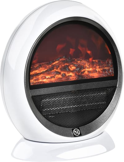 Elektrische sfeerhaard wit - Draagbare elektrische kachel - 1500W - Realistisch vlameffect - 30.5x18x35cm