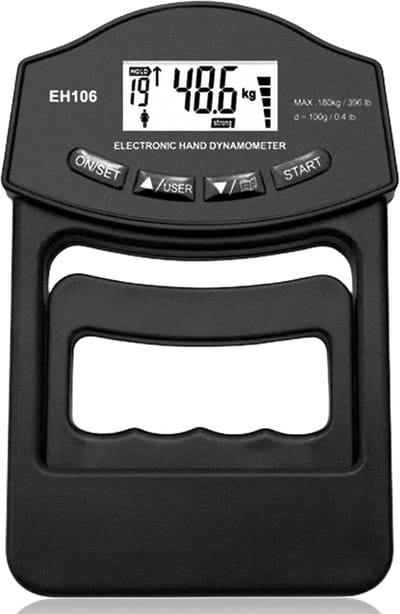 Thijox - Digitale Handkrachtmeter 180 kg/396 lb - Zwarte Hand Dynamometer Grip Strength Trainer met USB-Oplaadkabel en Groot LED-Scherm voor Sport en