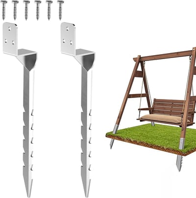 Inslaghulzen Set - Paaldragers Grondankers - Schommel Plaatsen - Thermisch Verzinkt Staal - 38x4x0.1 cm - Metaal