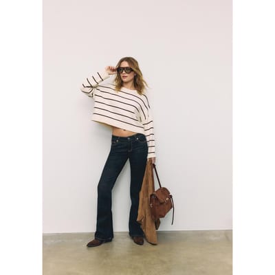 Stradivarius Gestreepte cropped trui  Vanille XS