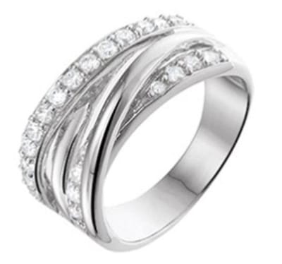 Schitterende Zilveren Ring met Zirkonia's 17.25 mm. (maat 54) model 180