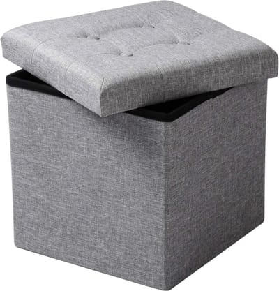 Poef 50x35x45cm Lichtgrijs - Stof, Met opbergruimte en Opbergbank Poef - Voor Dagelijks Gebruik, Thuis en Professioneel Gebruik