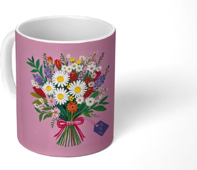 Mok - Koffiemok - Bloemen - Quote - Kaartje - Kleurrijk - Mokken - 350 ML - Beker - Koffiemokken - Theemok - Mok met Tekst