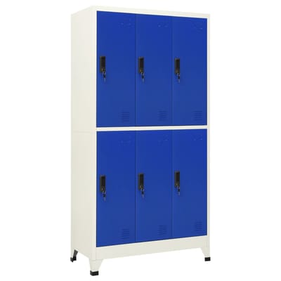 vidaXL - Lockerkast - 90x45x180 - cm - staal - grijs - en - blauw