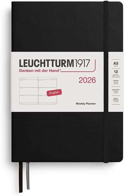 Weekkalender A5 - Planner Engels - Planning maken - Veel dagruimte - 145 x 210 mm - Zwart