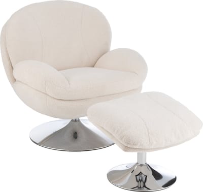 J-Line zetel Relax + Voetbank - metaal/multiplex - creme/zilver