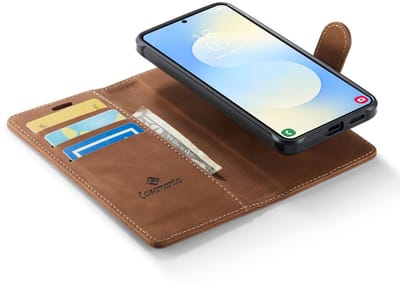 CaseMania Bookcase hoesje geschikt voor Samsung Galaxy A27 - Effen Cognac - Kunstleer - 2-in-1 Magnetisch Uitneembaar Design - Compatible Qi2 & MagSafe