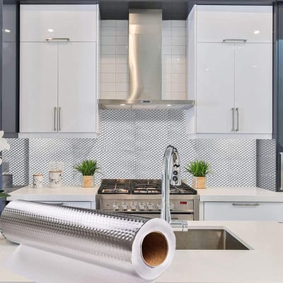 Waterdichte en olieproof sticker voor keuken, zelfklevend aluminiumfolie voor kast en lade, eenvoudig aan te brengen