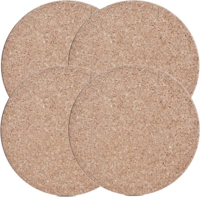 Zeller pannen onderzetters van kurk rond - 4x - lichtbruin - D14 x H1 cm - Pannen/ovenschalen onderzetters - extra dik
