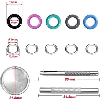 Dailygoods- Grommet Kit 300 Sets - 10 Kleuren - Metalen Oogjes - Grommet Setting Gereedschap - Duurzaam Koper - Voor Lederen Ambachten - Doorvoertules