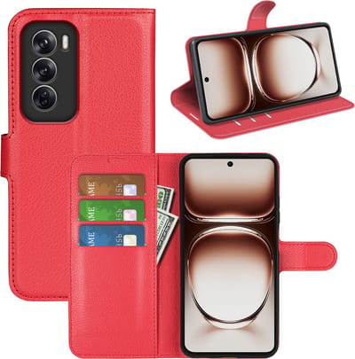 MobyDefend Hoesje - Geschikt voor Oppo Reno12 - Kunstleren Wallet Book Case (Sluiting Voorkant) - Rood