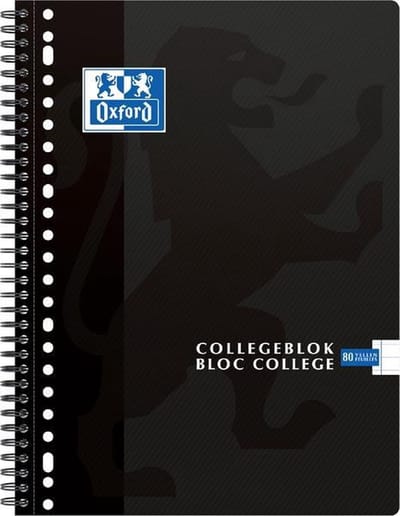 5 x Collegeblok Oxford A4+ * 23-gaats * lijn * 160blz * zwart