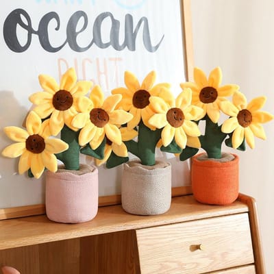 32cm Zonnebloem Pluche Pop Potplant Boeket Simulatie Bloem Bank Auto Ornament Knuffel 30cm