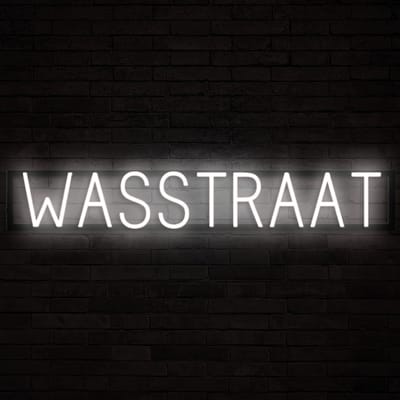 WASSTRAAT - Lichtreclame Neon LED bord verlicht | SpellBrite | 97,87 x 16 cm | 6 Dimstanden & 8 Lichtanimaties | Reclamebord neon verlichting