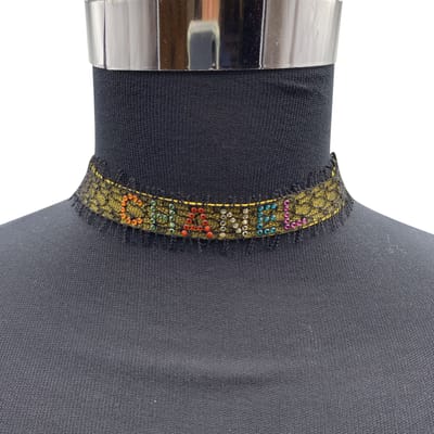 Chanel leren choker ketting