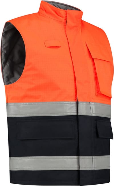 Dapro Protector Multinorm Waterbestendige Bodywarmer - Maat XL - Marineblauw/Hi-Vis Oranje - Vlamvertragend , antistatisch en chemicaliën resistent
