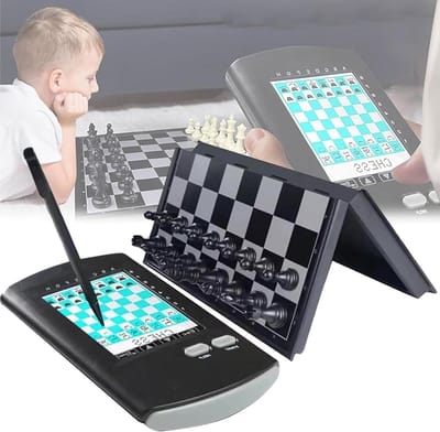 Elektronisch Schaakspel - Intelligent Schaken - Solo Spelen - Touch Bediening - Opvouwbaar Bord - Zwart