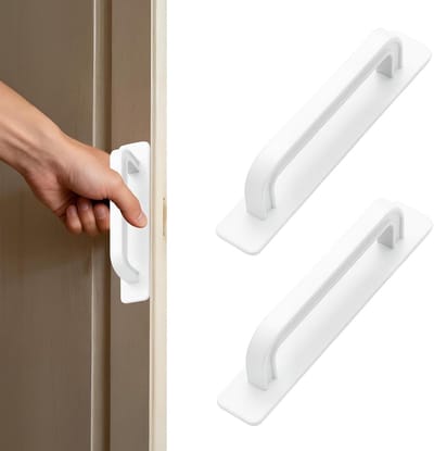 Set van 2 Zelfklevende Handgrepen voor Keukenladen en Meubels, Eenvoudige Installatie zonder Boren, Geschikt voor Kasten en Deuren (Wit)