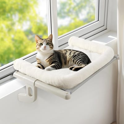 Famanu – Kattenhangmat voor raam, kattenhangmat, vensterligstoel voor katten, vensterbank, kattenligstoel, inklapbaar van pluche, kattenbed