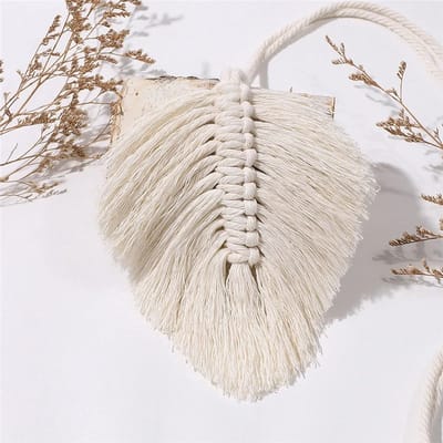 WiseGoods Luxe Macrame Gordijn Band - Macramé Embrasse - Gordijnhouder - Decoratie - Cadeau - Woonaccessoires - Beige 116cm - 2st