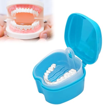 prothesebox, tandprothesebox, tandprothesehouder, tandprothesebox, tandprothesebox, tandprothesedoos, opbergdoos met hangende zeef voor het opbergen van valse tanden