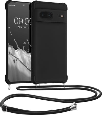kwmobile telefoonhoesjegeschikt voor Google Pixel 7 - Hoesje van siliconen met telefoonkoord - In zwart