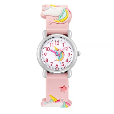 Kinderhorloge 3D Unicorn - Eenhoorn - Roze | Kunststof/Plastic | Ø 20 mm | Fashion Favorite