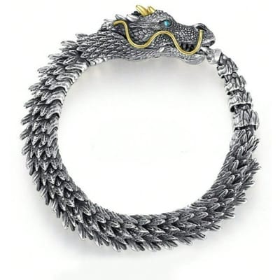 Bracelet Dragon Mode Bracelet Tendance Rétro pour Hommes Bracelet Quille Bijoux argent antique