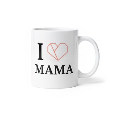 'I Love Mama' Mok - Geometrisch Hart Ontwerp - 330 ml - Lief Moederdag Cadeau - Koffie/Thee Beker voor Mama/Moeder